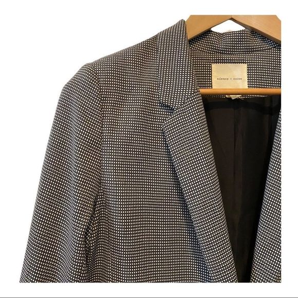 Silence + Noise black and white plaid checkered long sleeve blazer jacket L EUC - Picture 2 of 6